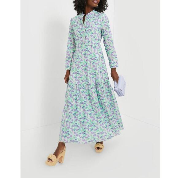 Tuckernuck Dresses & Skirts - Hyacinth House Tuckernuck Blue Multi Floral Bellflower Maxi Midi Shirt Dress NEW